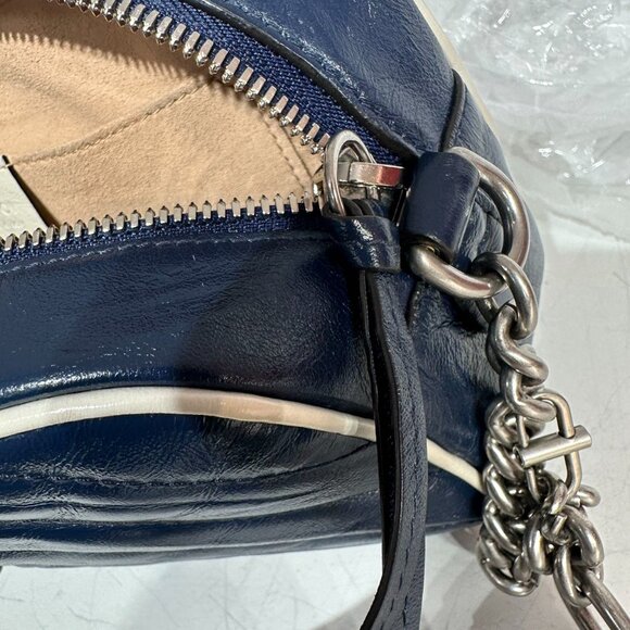 Gucci GG Logo Navi Blue Leather Marmont Shoulder Bag Crossbody - Picture 9 of 9